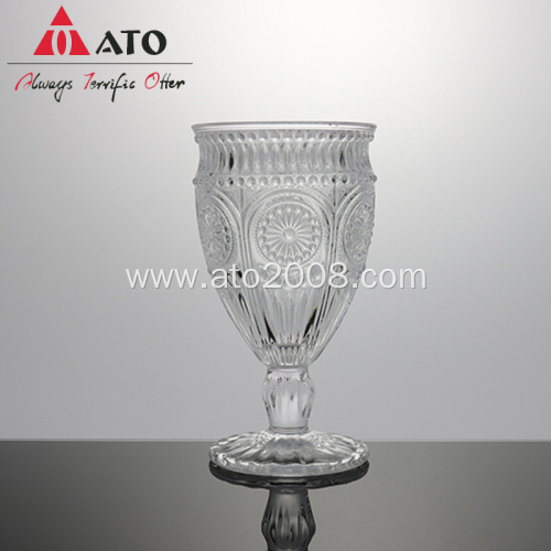 Retro Embossed Red Wine Glass Goblet with Stem